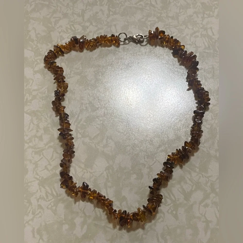 Genuine Amber Chip Bead Necklace #5026 💎